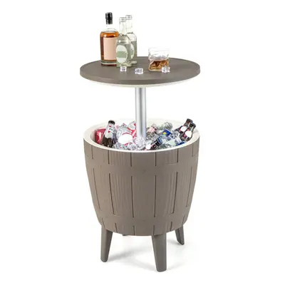 37L Cooler Bar Table Outdoor Cooler Side Table w/ Telescopic Tabletop