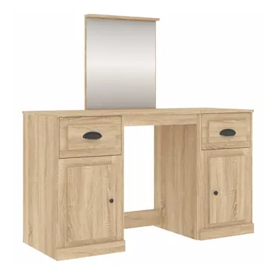 (sonoma oak) vidaXL Dressing Table Cosmetic Vanity Desk Makeup Table Bedroom with Mirror