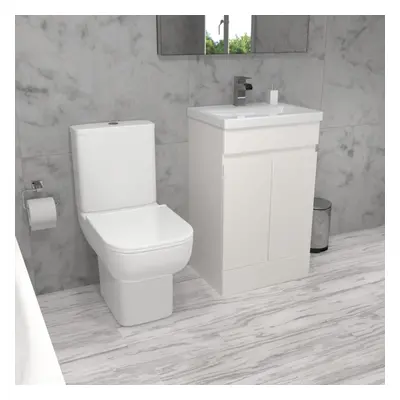 Alaska 500mm Gloss White Basin Vanity & Bleu Close Coupled Toilet White