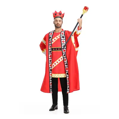 (Clothing Set, M) Men Poker King Alice Halloween Purim Cosplay Adult King of Hearts Costume