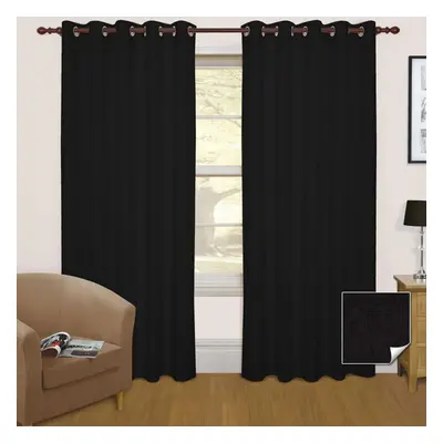 Homescapes Black Thermal Blackout Eyelet Curtain Pair, x 72"