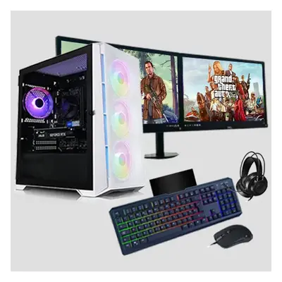 Gaming Intel Quad Core i7 16GB RAM 1TB HDD + 128GB SSD GT730 2GB 2x22" Dual PC Bundle & Speakers