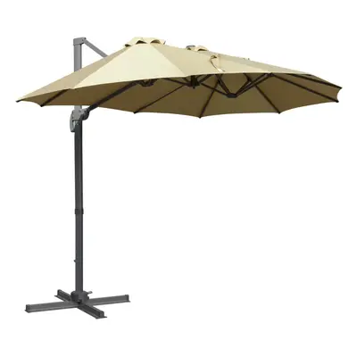 Outsunny 4.5Â m Double Garden Parasol Garden Umbrella w/ Crank Handle Khaki