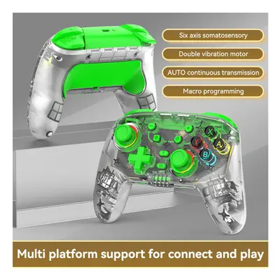 (S10 Green) Wireless Controller for Nintendo Switch/Android Six Axis Turbo Function Programmable