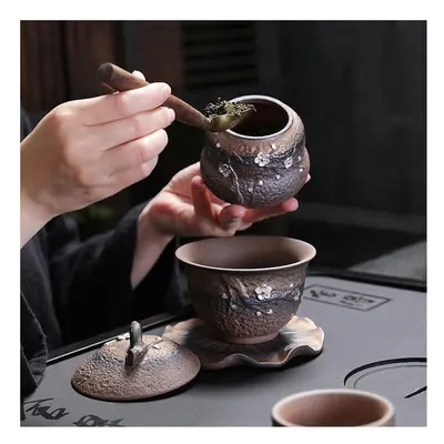 (10 pieces, Dark Fragrance - Lifting Beam Pot Set Head (Six Gentlemen)) J6DA Coarse Pottery Tea 