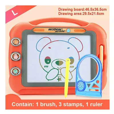 (L orange) Kids Big Size Erasable Magnetic Writing Drawing Painting Board Set Montessori Educati