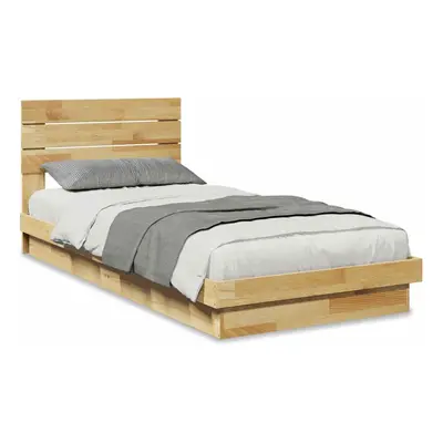 (100 x cm) vidaXL Bed Frame with Headboard without Mattress 200x200 cm Solid Wood Oak