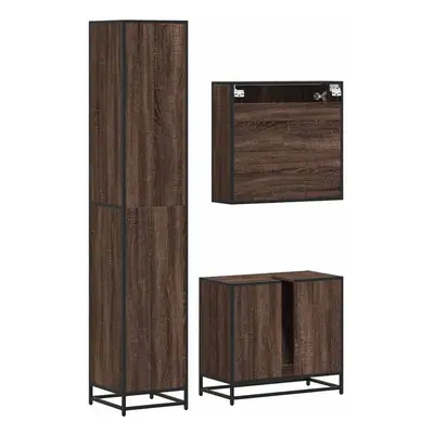 (brown oak) vidaXL Piece Bathroom Furniture Set Sonoma Oak Engineered Wood