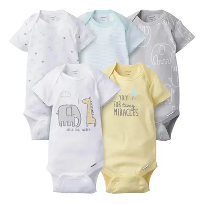 Gerber Unisex Baby 5-Pack Short Sleeve Variety Onesies Bodysuits Eleph