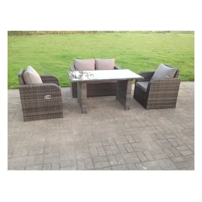 Fimous Rattan Garden Furniture Set Adjustable Chair Sofa Dining Table