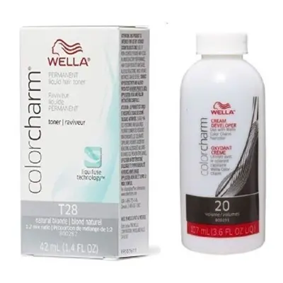 (Wella T28 and Vol. Developer) Wella Color Charm T28 Permanent Liquid Hair Toner and Vol. Develo