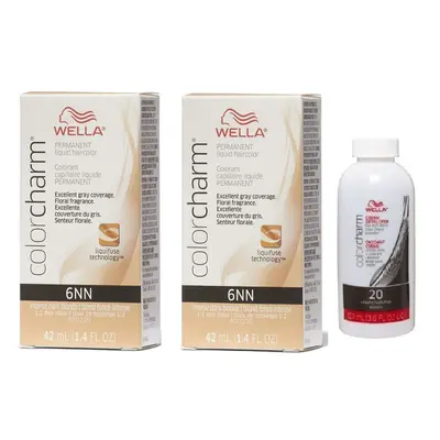 (6NN+6NN+Developer (Vol. 20) 3.6oz) Wella Color Charm Permanent Liquid Haircolor