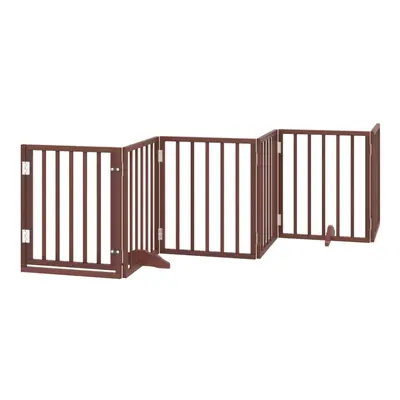 (brown, x x cm/ pcs) vidaXL Dog Gate with Door Foldable Dog Fence Pet Gate Pet Barrier Poplar Wo