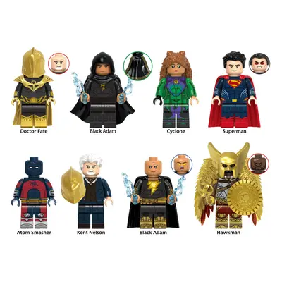 8pcs TV series Black Adam Superman Cyclone Doctor Kent Building Block Man Fit Lego