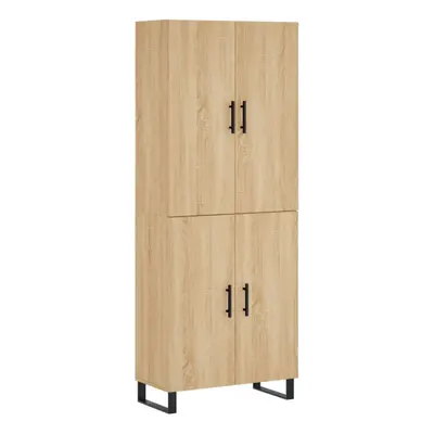 (sonoma oak, doors) vidaXL Highboard Sideboard Storage Cabinet Side Cabinet White Engineered Woo