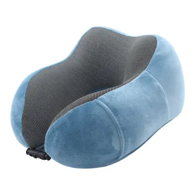 (Blue) U Shaped Memory Foam Neck Soft Travel Pillow Solid Relieve Pressure