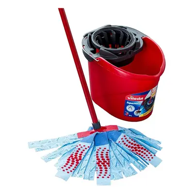 Vileda SuperMocio Action Mop and Bucket Set, Mop for Cleaning Floors, Set of 1x Mop and x Bucket