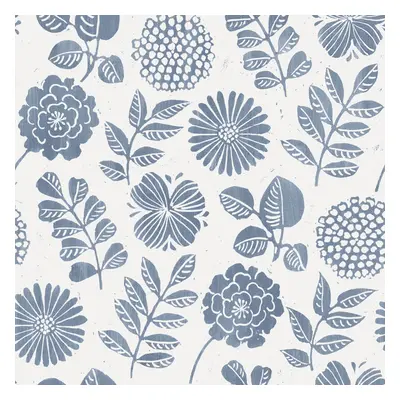 (Blue) Inge Floral Vinyl Wallpaper Fine Decor