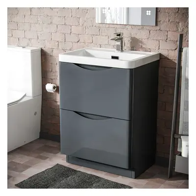 Merton 600mm Freestanding Basin Vanity Unit Dark Grey