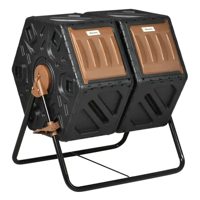 Outsunny 130L Compost Bin Dual Chamber Rotating Composter w/ Ventilation Holes