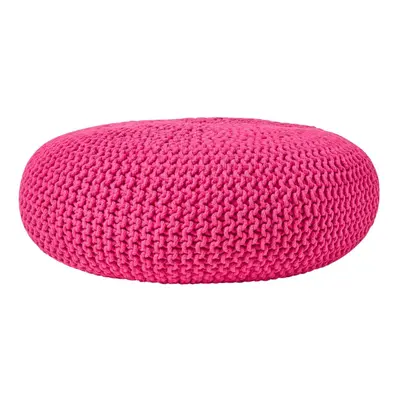 (Hot Pink) Knitted Cotton Large Round Pouffe Footstool x cm