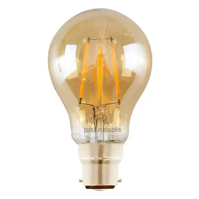 Paul Russells Pack 6w=60w GLS LED Filament Amber Light Bulbs B22 BC Bayonet Cap 6W Standard A60 