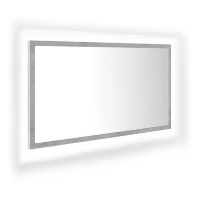 vidaXL LED Bathroom Mirror Concrete Grey 80x8.5x37 cm Acrylic Washroom Mirror