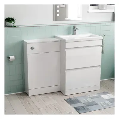 Nes Home White Freestanding PVC 600mm Drawers Vanity & WC Unit