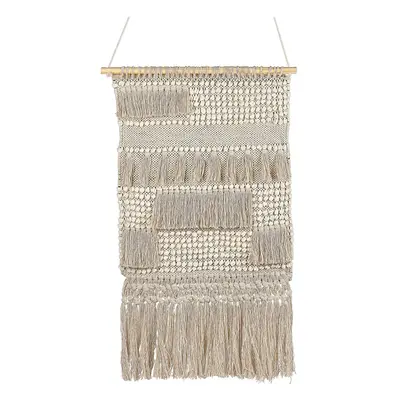 Cotton Wall Hanging with Tassels Beige GUJRAT