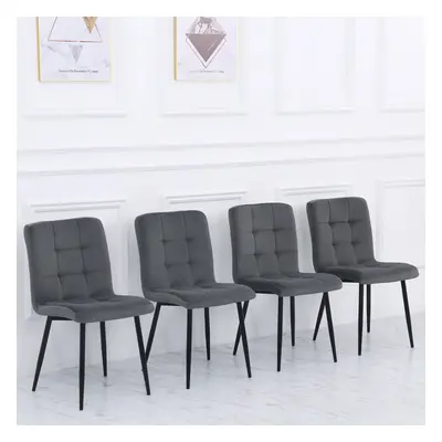 Set of Modern Frosted Velvet Kitchen Dining Chairs