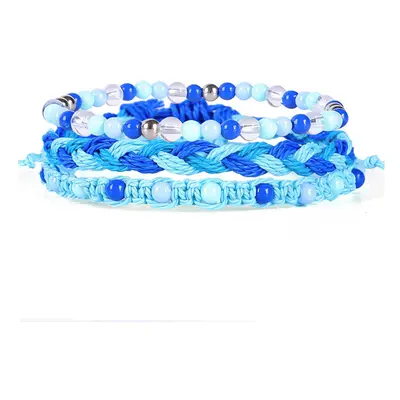 Blue hand woven wax string bracelet trinket