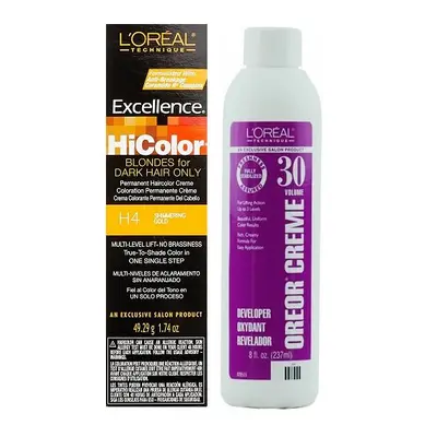 (H4+Dev(Vol.30)8oz) H4 Shimmering Gold L'Oreal Excellence HiColor BLONDES For Dark Hair Only