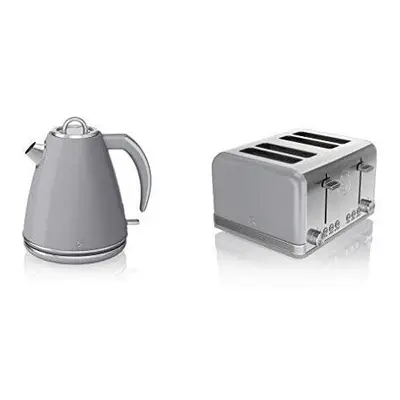 Swan Retro Set - GREY 1.5 Litre JUG Kettle & GREY Slice Toaster Set