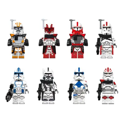 (Style B 8pcs) 16pcs Star Wars Clone Trooper Cody Rex Commander Fit Lego Minifigures