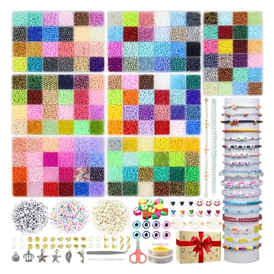 27000pcs 4mm Glass Seed Beads for Jewelry Making, Colors Small Craft Beads for DIY Bracelets Nec