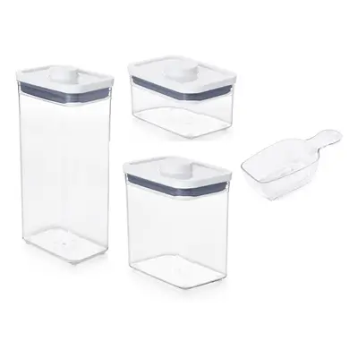 OXO Plastic Airtight Pop Containers Rectangle Piece Set with Scoop