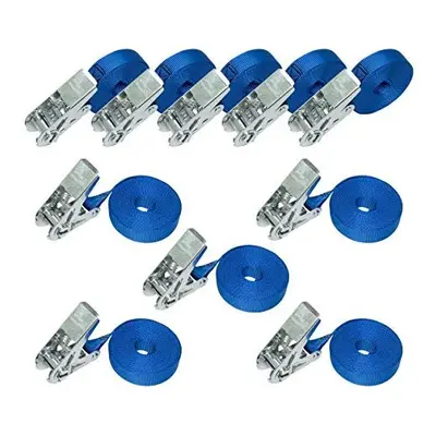 Ratchet Lashing Straps m Long mm Wide Load Capacity kg DIN EN Passed Blue 10Pack