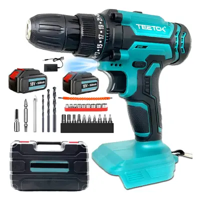 21V Cordless Drill Electric Screwdriver Combi Power Drills Kit+5.5A 2Battery-Makita Compatible