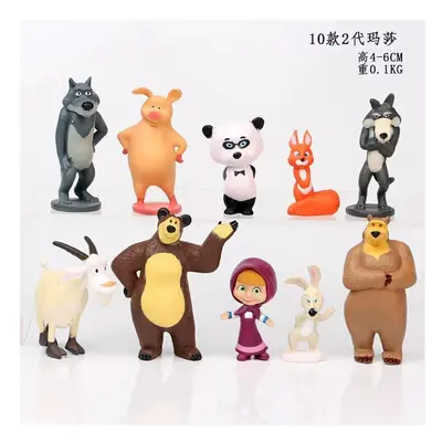 (A-10PCS) 20pcs Masha & The Bear Toy Doll Models Desktop Decoration Ornament Children Gift