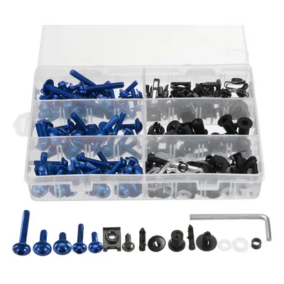 (Blue) 223pcs Motorcycle Windscreen Body Fairing Bolts Fastener Clips Screws For Honda/Yamaha