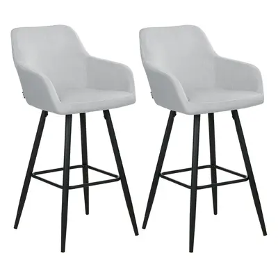 Set of Bar Chairs CASMALIA Velvet Light Grey