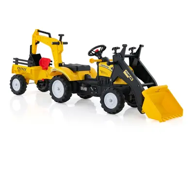 Kids Bulldozer in1 Ride On Excavator w/ Wheels &Detachable Trailer