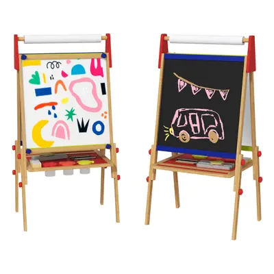 AIYAPLAY in Kids Easel with Paper Roll, Whiteboard & Chalkboard