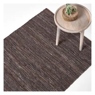 (120 x cm, Brown) Denver Leather Woven Rug