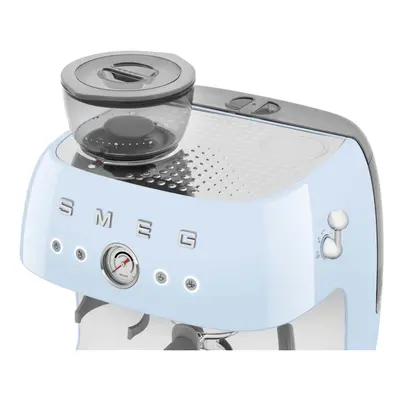 Smeg EGF03PBUK Espresso Coffee Machine with Grinder, Bar Pump, 2.4L, 1650W, Pastel Blue