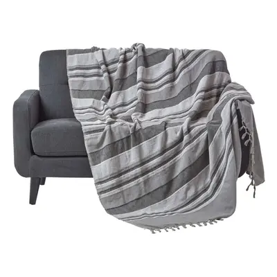 (255 x cm, Grey) Cotton Morocco Striped Throw