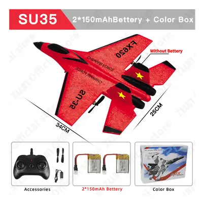 (SU35 Red 2B Box) RC Plane SU35 2.4G With LED Lights Aircraft Remote Control Flying Model