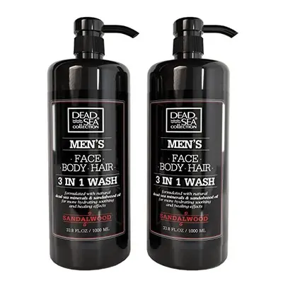 Dead Sea collection MenAs Body Wash - Pack of (676 Fl Oz) - Sandalwood in Body Wash for Men - Fa