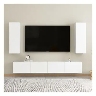 vidaXL TV Cabinet Set Piece White Engineered Wood Furniture TV Stand Cabinet