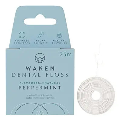 Waken, 25m Peppermint Dental Floss, 100% Natural Flavour, Reduces Plaque & Gum Disease, Clinical